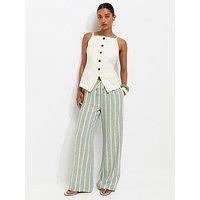 New Look Striped Wide Leg Trousers - Green