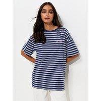 New Look Cotton Striped Los Angeles Logo Oversized T-Shirt - Blue