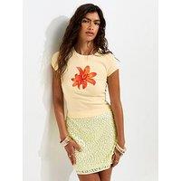 New Look Cotton Rich Tiger Lily Print Baby T-Shirt - Light Yellow