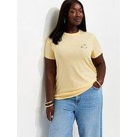 New Look Curves Cotton Bee Free Print T-Shirt - Light Yellow