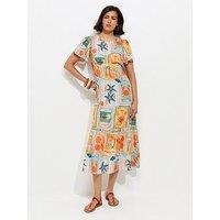 New Look Seaside Print Crepe Midi Dress