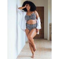 Curvy Kate Wild Horizon Bandeau Strapless Multiway Bikini Top - Black Print