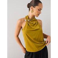 The Very Collection Gold Detail Cowl Neck Blouse - Green