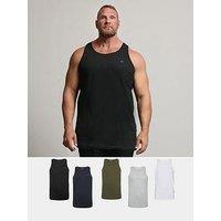 Badrhino 5 Pack Logo Detail Longline Vests - Black