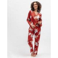 Cyberjammies Pumpkin Spice & Pumpkin Print Long Sleeve Pyjama Top & Bottoms Set - Burnt Orange