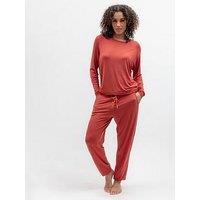 Cyberjammies Pumpkin Spice & Slouch Jersey Long Sleeve Pyjama Top & Bottoms Set - Burnt Orange