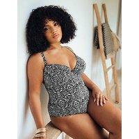 Curvy Kate Wild Horizon Padded Plunge Swimsuit (Seocnd Sizes) - Black Print