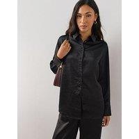 The Very Collection Satin Button Up Shirt - Black