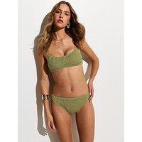 New Look Light Green Floral Crochet Hipster Bikini Bottoms