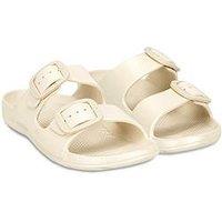 Totes Totes Solbounce Ladies Double Buckle Adjustable Slide - Stone Metallic