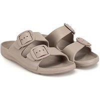 Totes Totes Solbounce Ladies Double Buckle Adjustable Slide - Taupe