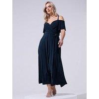 Yours Curve Cold Shoulder Maxi Dress - Blue