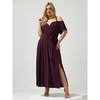 Yours Curve Cold Shoulder Maxi Dress - Purple