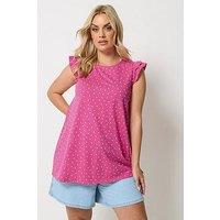 Yours Curve Frill Sleeve Vest - Pink