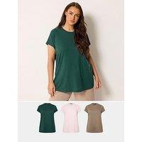 Yours Curve 3 Pack Core T-Shirts - Black