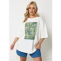 Yours Curve Placement Boxy T-Shirt - White