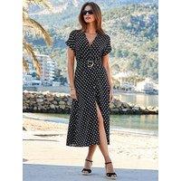 Sosandar Black & White Spot Print Belted Shirt Dress - Multi