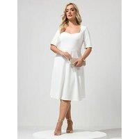 Yours Curve Panelled Skater Dress - White
