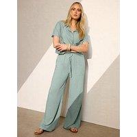 Long Tall Sally Short Sleeve Linen Shirt - Black