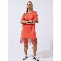 Yours Curve Tassel Beach Dress - Orange