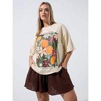 Yours Curve Floral Beaded T-Shirt