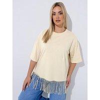Yours Curve Tassel Beach Top - Cream