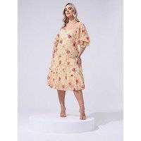 Yours Curve Floral Midi Dress - Cream