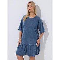 Yours Curve Acid Wash Dress - Blue