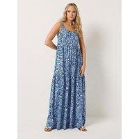 Long Tall Sally Abstract Sleeveless Tiered Maxi Dress - Blue