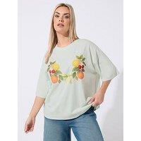 Yours Curve Fruit T-Shirt - Green
