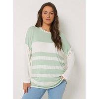 Yours Curve Bold Stripe Top - Green