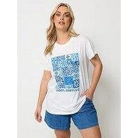 Yours Curve 'Lisbon Portugal' Graphic T-Shirt - White