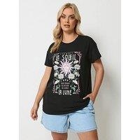 Yours Curve Placement Core T-Shirt - Black