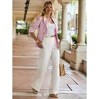 Sosandar Linen Blend Wide Leg Trousers - Cream