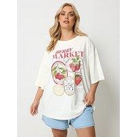 Yours Curve Placement Boxy T-Shirt - Black