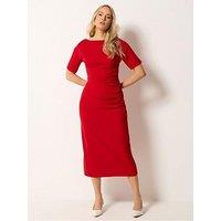 Long Tall Sally Ruched Midi Dress - Red