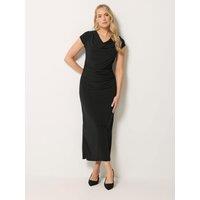 Long Tall Sally Cowl Neck Gathered Column Dress - Black