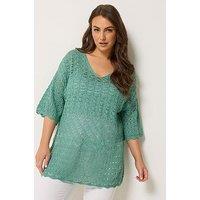 Yours Curve Crochet Tunic Jumper - Blue