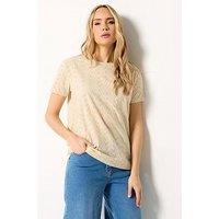 Long Tall Sally Square Neck Broidery Front T-Shirt - Cream