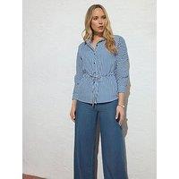 Long Tall Sally Stripe Tie Waist Shirt - Blue