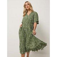 Yours Curve Floral Half Placket Dress