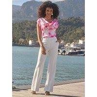 Sosandar Floral Print Cowl Neck Top - Pink/White