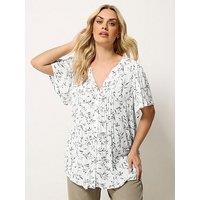 Yours Curve Leaf Print Pintuck Blouse