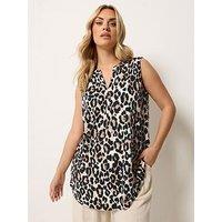 Yours Curve Leopard Print Sleeveless Blouse - Black