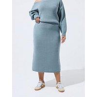Yours Curve Knitted Skirt - Blue