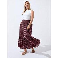 Yours Curve Polka Dot Skirt - Red