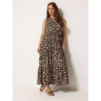 Yours Curve Leopard Print Tie Maxi Dress