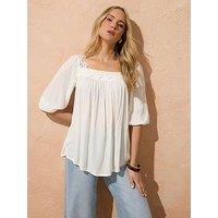 Long Tall Sally Tall Lace Square Neck Crinkle Top