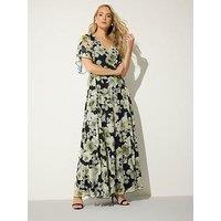 Long Tall Sally Floral Mesh Wrap Maxi Dress - Blue
