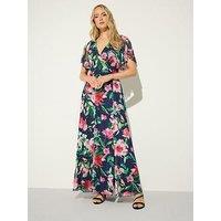 Long Tall Sally Floral Mesh Wrap Maxi Dress - Blue